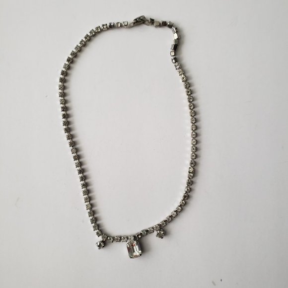 VTG Crystal Dangle Choker Style Necklace - Picture 3 of 6
